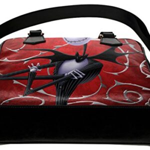 Female Crossbody Shoulder Top-handle Bags Shell Handbag with Jack Skellington Print