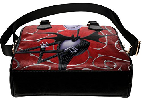 Female Crossbody Shoulder Top-handle Bags Shell Handbag with Jack Skellington Print