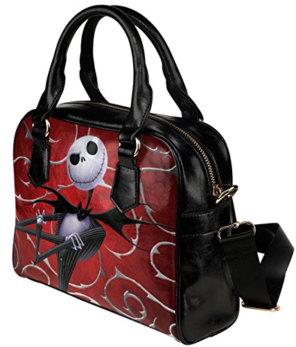 Female Crossbody Shoulder Top-handle Bags Shell Handbag with Jack Skellington Print