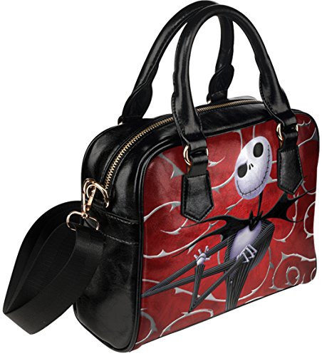 Female Crossbody Shoulder Top-handle Bags Shell Handbag with Jack Skellington Print