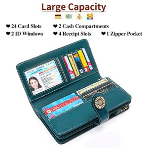 SENDEFN Wallets for Women Genuine Leather Credit Card Holder with RFID Blocking Large Capacity Wristlet