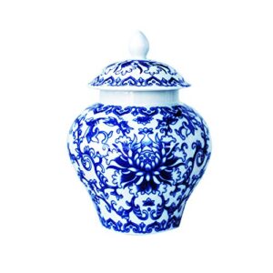 ancient chinese style blue and white porcelain helmet-shaped temple jar. medium