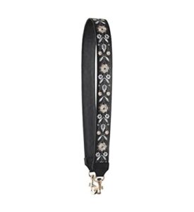 embroidery flowers genuine leather handbags strap handbag straps replacement shoulder bag straps (black-01)