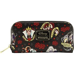 loungefly disney villians roses tattoo all over print wallet