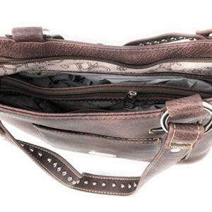 Concealed Carry Hobo Double Flat Strap Purse Wings Buckle with Matching Wallet (Dark Brown)