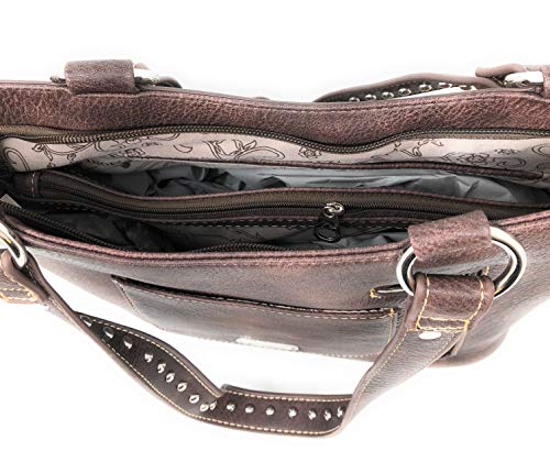 Concealed Carry Hobo Double Flat Strap Purse Wings Buckle with Matching Wallet (Dark Brown)