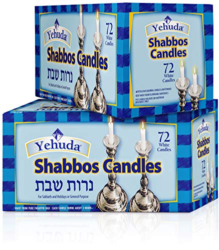 Yehuda 3 Hour White Shabbos Candles, 72 Count (2 Pack - Total 144 Candles) Traditional Shabbat Candles, May Also be Used for Chanukah Candles