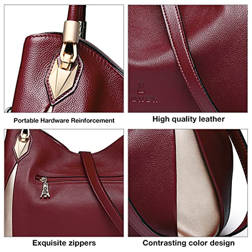 iFOXER eather Handbags for Women Genuine Cow Leather Ladies Tote with Adjustable Shoulder Strap Women's Top-handle Bags Womens Fashion Messenger Bags Crossbody Bag Designer Shoulder Bags (Black)