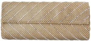 whiting & davis crystal chevron flap clutch,gold,one size