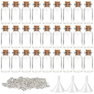 superlele 60pcs 2ml small mini glass bottles jars with cork stoppers, 120pcs eye screws and 3pcs small funnels