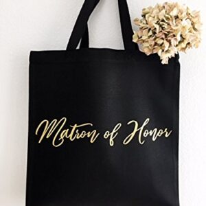 Matron of Honor gift Tote bag by Graceful Greeting Co Heavy Black Canvas keepsake