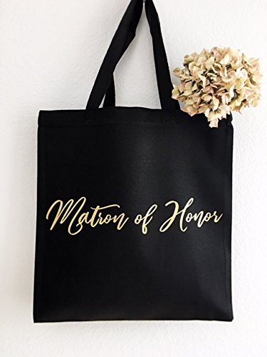 Matron of Honor gift Tote bag by Graceful Greeting Co Heavy Black Canvas keepsake