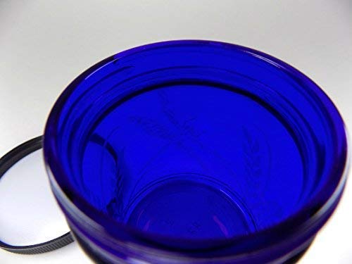 IncisoArt Hand Etched Decorative Jar Permanently Sandblasted (Sand Carved) Glass Handmade Custom Canister Screw-Top Lid (9 Ounce, Cobalt Blue Dragonfly Grass)