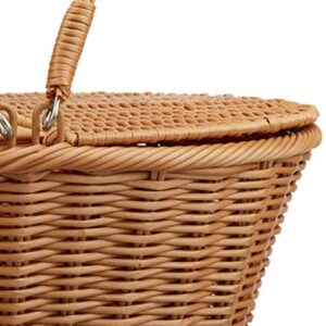 Kovot Poly-Wicker Picnic Basket | Measures 16" x 13.5" x 7.5" | for Picnics, Parties and BBQs | Hand Woven Polypropylene Fibers That Will Last