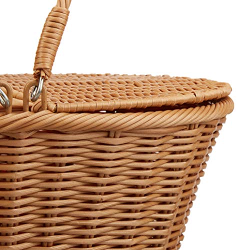 Kovot Poly-Wicker Picnic Basket | Measures 16" x 13.5" x 7.5" | for Picnics, Parties and BBQs | Hand Woven Polypropylene Fibers That Will Last