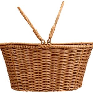 Kovot Poly-Wicker Picnic Basket | Measures 16" x 13.5" x 7.5" | for Picnics, Parties and BBQs | Hand Woven Polypropylene Fibers That Will Last