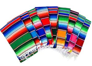 meximart’s® authentic medium mexican blankets colorful serape blankets 80″ x 48″ (light blue)