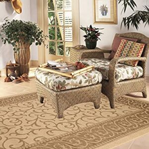 Msrugs Area Rugs - 9x12 Flatweave Collection Key West Beige/Gold Indoor/Outdoor Modern Area Rug - Contemporary Floral Carpet for Patio, Deck, Porch, Camp and Picnic (8'10''x11'9'')