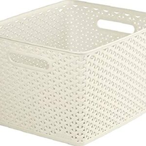 Curver My Style Large Rectangular Storage Basket, Vintage White, 18 Litre