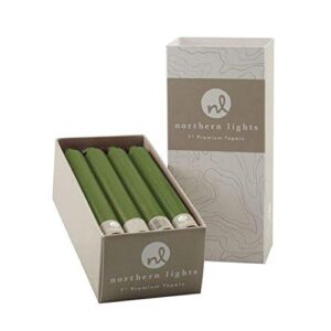 northern lights candles nlc premium tapers 12pc moss green 7 inch