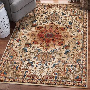 luxe weavers geometric floral 2527 ivory 8×10 traditional southwestern area rug