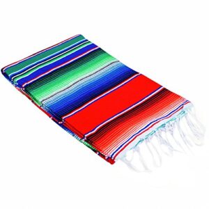 meximart’s authentic medium mexican blankets colorful serape blankets 80″ x 48″ (red)