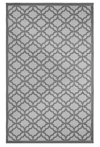 Msrugs Area Rugs - 8x10 Flatweave Collection Light Grey Indoor/Outdoor Modern Area Rug - Contemporary Floral Carpet for Patio, Deck, Porch, Camp and Picnic (7'10''x9'10'')