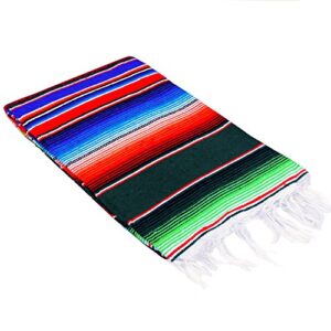 meximart’s® authentic medium mexican blankets colorful serape blankets 80″ x 48″ (dark green)