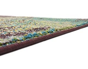 Unique Loom Jardin Collection Colorful, Vibrant, Abstract Watercolor Area Rug, Square 8' 0" x 8' 0", Multi/Beige