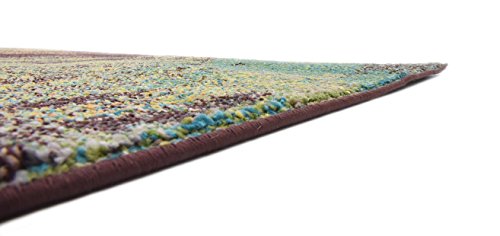 Unique Loom Jardin Collection Colorful, Vibrant, Abstract Watercolor Area Rug, Square 8' 0" x 8' 0", Multi/Beige