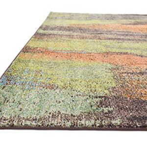 Unique Loom Jardin Collection Colorful, Vibrant, Abstract Watercolor Area Rug, Square 8' 0" x 8' 0", Multi/Beige