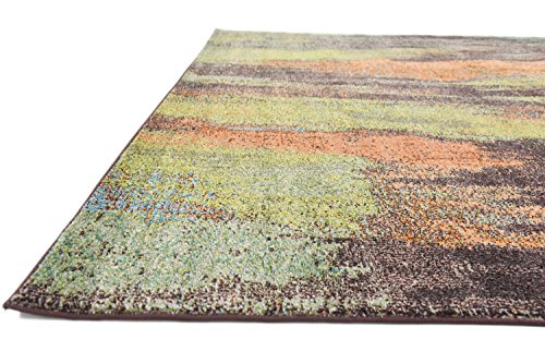 Unique Loom Jardin Collection Colorful, Vibrant, Abstract Watercolor Area Rug, Square 8' 0" x 8' 0", Multi/Beige