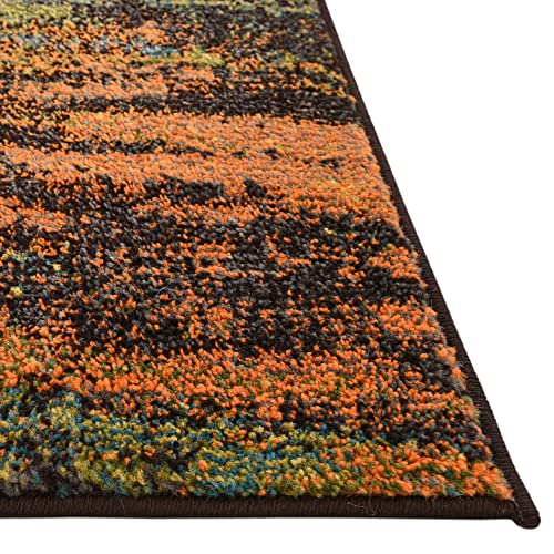 Unique Loom Jardin Collection Colorful, Vibrant, Abstract Watercolor Area Rug, Square 8' 0" x 8' 0", Multi/Beige