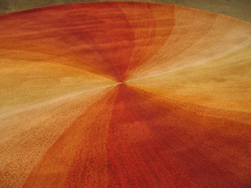 EORC, LLC Hand-Tufted Wool Orange Contemporary Abstract Swirl Rug, 6' Round, Red