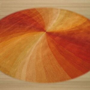 EORC, LLC Hand-Tufted Wool Orange Contemporary Abstract Swirl Rug, 6' Round, Red