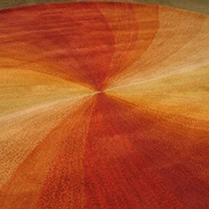 EORC, LLC Hand-Tufted Wool Orange Contemporary Abstract Swirl Rug, 6' Round, Red