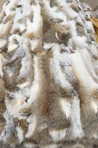 seek4comfortable soft real rabbit fur throw blanket rug patchwork skin fur rug pelz leather pelt home kitchen bed throws, 43″ x 22″(straw yellow)