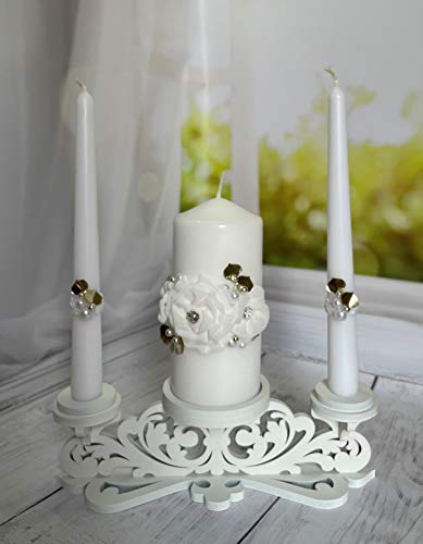 Unity Candle Holder-Unity Candle Stand-Unity Candle-Pillar Candle Holder-Wedding Gift -Ceremony Decoration-Wedding Centerpiece (Big)