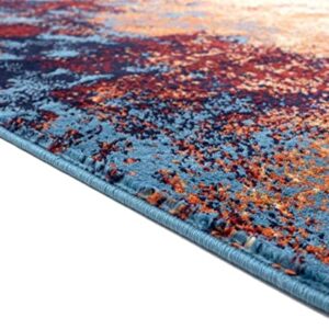 LUXE WEAVERS – Howell Collection – Modern Splatter Blue 5 x 7 Abstract Area Rug