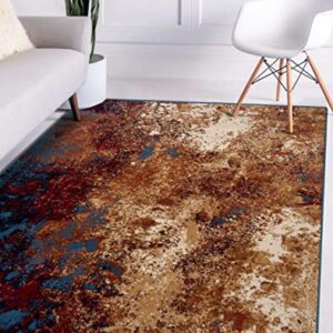 LUXE WEAVERS – Howell Collection – Modern Splatter Blue 5 x 7 Abstract Area Rug