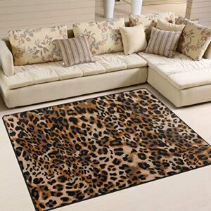 alaza home decoration jaguar cheetah animal skin leopard colored large rug floor carpet yoga mat, modern area rug for children kid playroom bedroom, 5′ x 7′