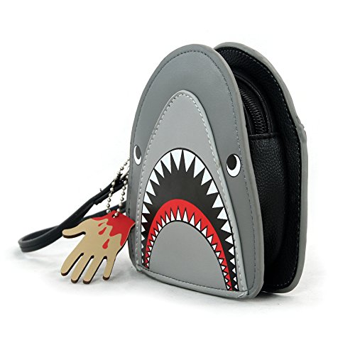 Scary Shark Wristlet with Chained Bloody Hand in Vinyl Material