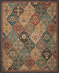 nourison nourison 2020 persian multicolor 8′ x 10’6″ area -rug, easy -cleaning, non shedding, bed room, living room, dining room, kitchen (8×11)