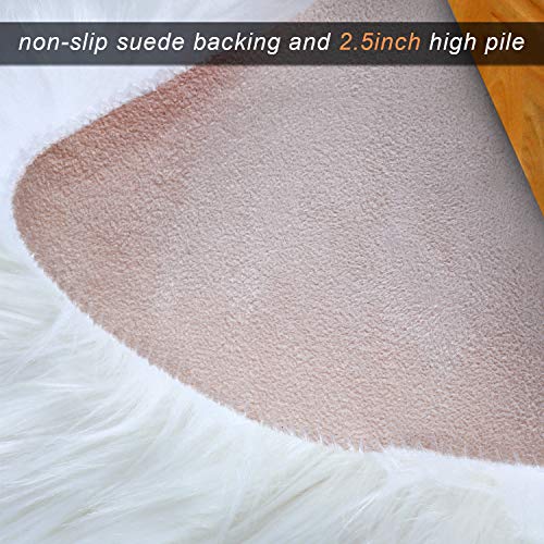 Round Fluffy Rug Faux Fur Round Rug Shaggy Floor Area Carpet for Living Bedroom Sofa Supplies (20 x 20 Inch)