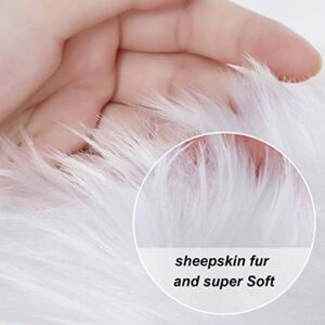 Round Fluffy Rug Faux Fur Round Rug Shaggy Floor Area Carpet for Living Bedroom Sofa Supplies (20 x 20 Inch)