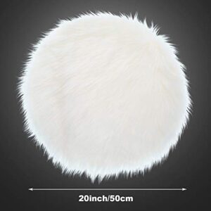 Round Fluffy Rug Faux Fur Round Rug Shaggy Floor Area Carpet for Living Bedroom Sofa Supplies (20 x 20 Inch)