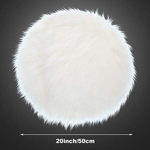 Round Fluffy Rug Faux Fur Round Rug Shaggy Floor Area Carpet for Living Bedroom Sofa Supplies (20 x 20 Inch)