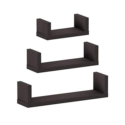 FURINNO Indo Wall Mounted Floating Shelves, Espresso