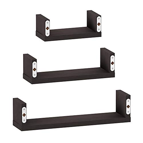 FURINNO Indo Wall Mounted Floating Shelves, Espresso