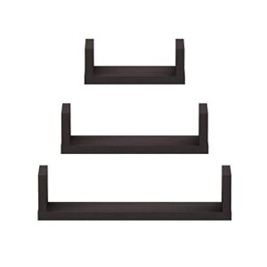 FURINNO Indo Wall Mounted Floating Shelves, Espresso